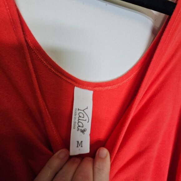 Yala Womens M Reddish‎ Orange Maxi Dress Bamboo Viscose Blend Sleeveless Drapey - Picture 3 of 7